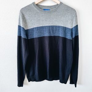 APT. 9 Seriously Soft Striped Color Block Sweater Blue/Gray/Black Size Large